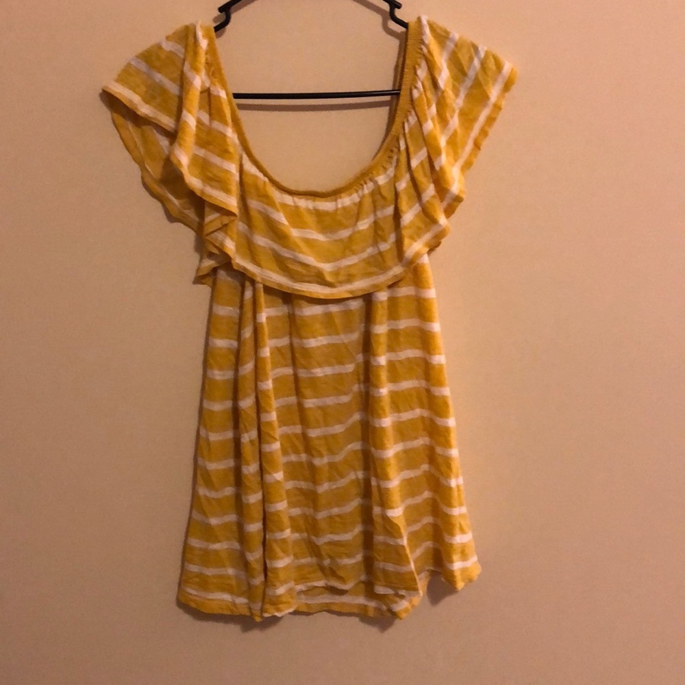 Old Navy yellow and white striped shirt
